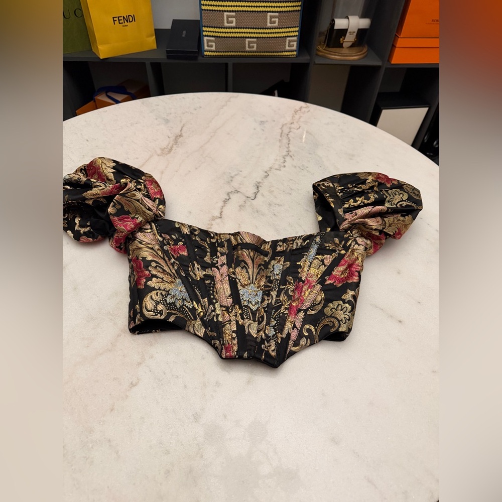 House of CB ISABELLA Brocade Jacquard Puff Sleeve Bustier - Picture 8 of 13